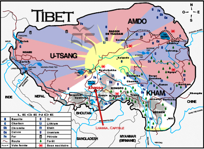 carte touristique du tibet